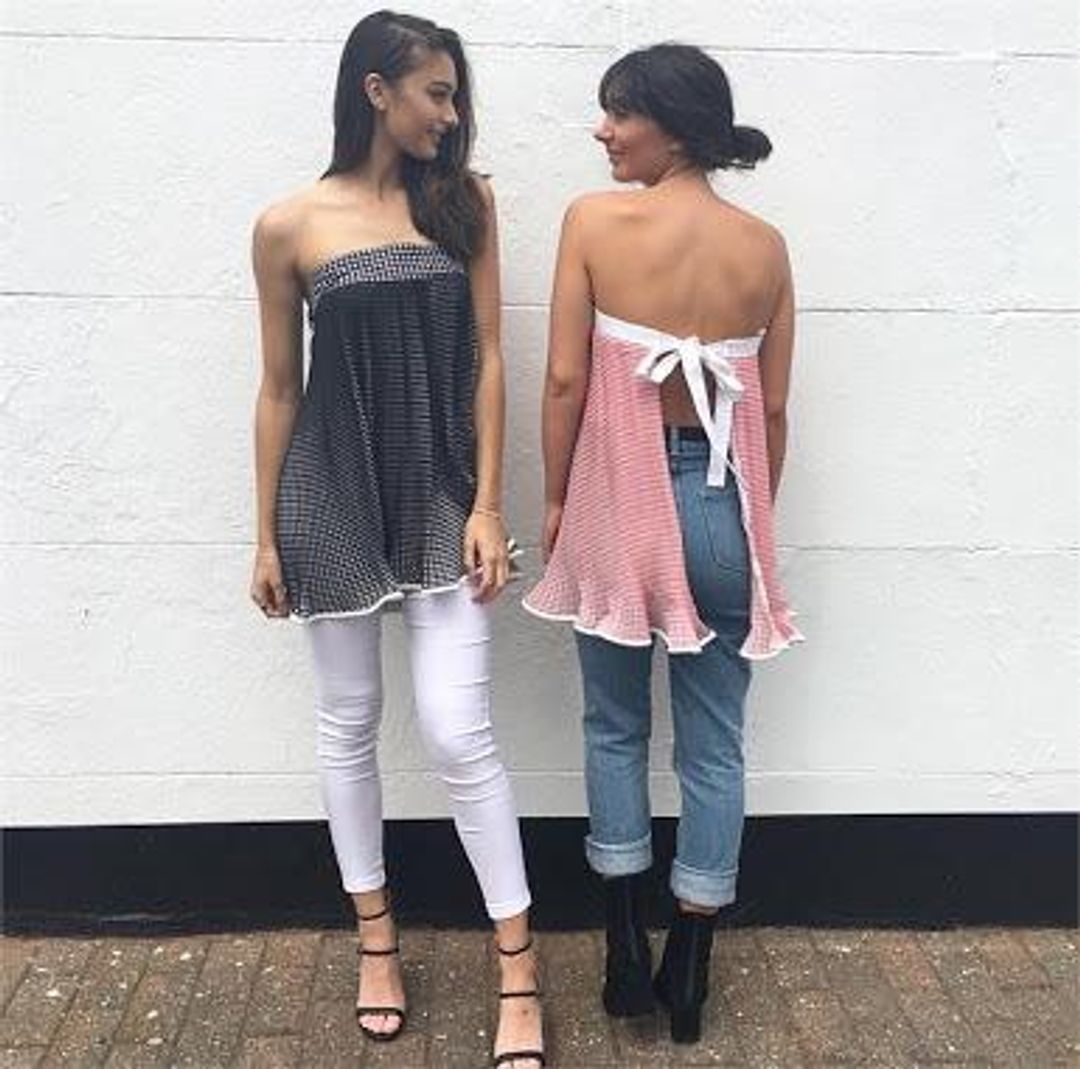 By Johnny Iris Pleat Strapless Tie Top Black Size 8 for rent on The Volte - main image