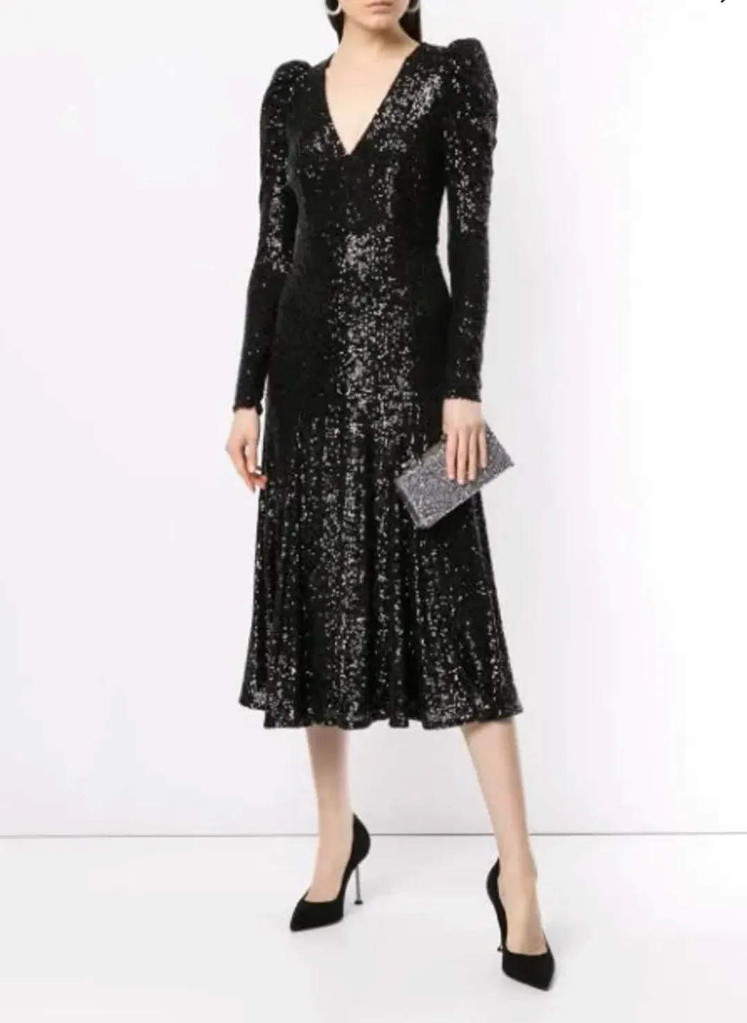 Rachel Gilbert Nancy Midi Black Dress Size 8 for rent on The Volte - main image