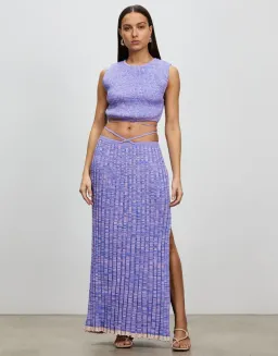 Christopher Esber Sleeveless Crop & Pleated Knit Tie Skirt Set Size S/Au 8 for rent on The Volte - image 1
