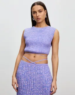 Christopher Esber Sleeveless Crop & Pleated Knit Tie Skirt Set Size S/Au 8 for rent on The Volte - image 2