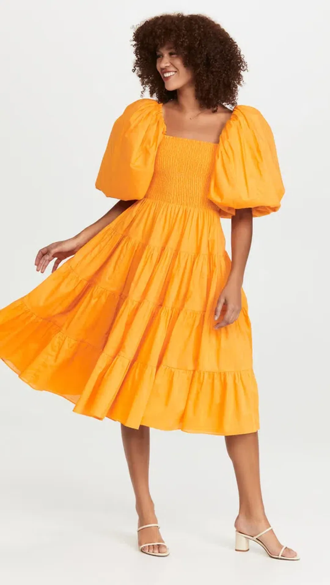 Aje Cherished Midi Dress in Mandarin Size 8 / S for rent on The Volte - main image