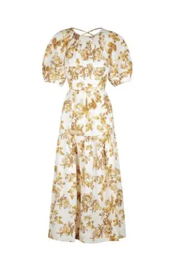 Shona Joy Bella Linen Short Sleeve Midi Dress Floral Size 8 / S for rent on The Volte - image 5