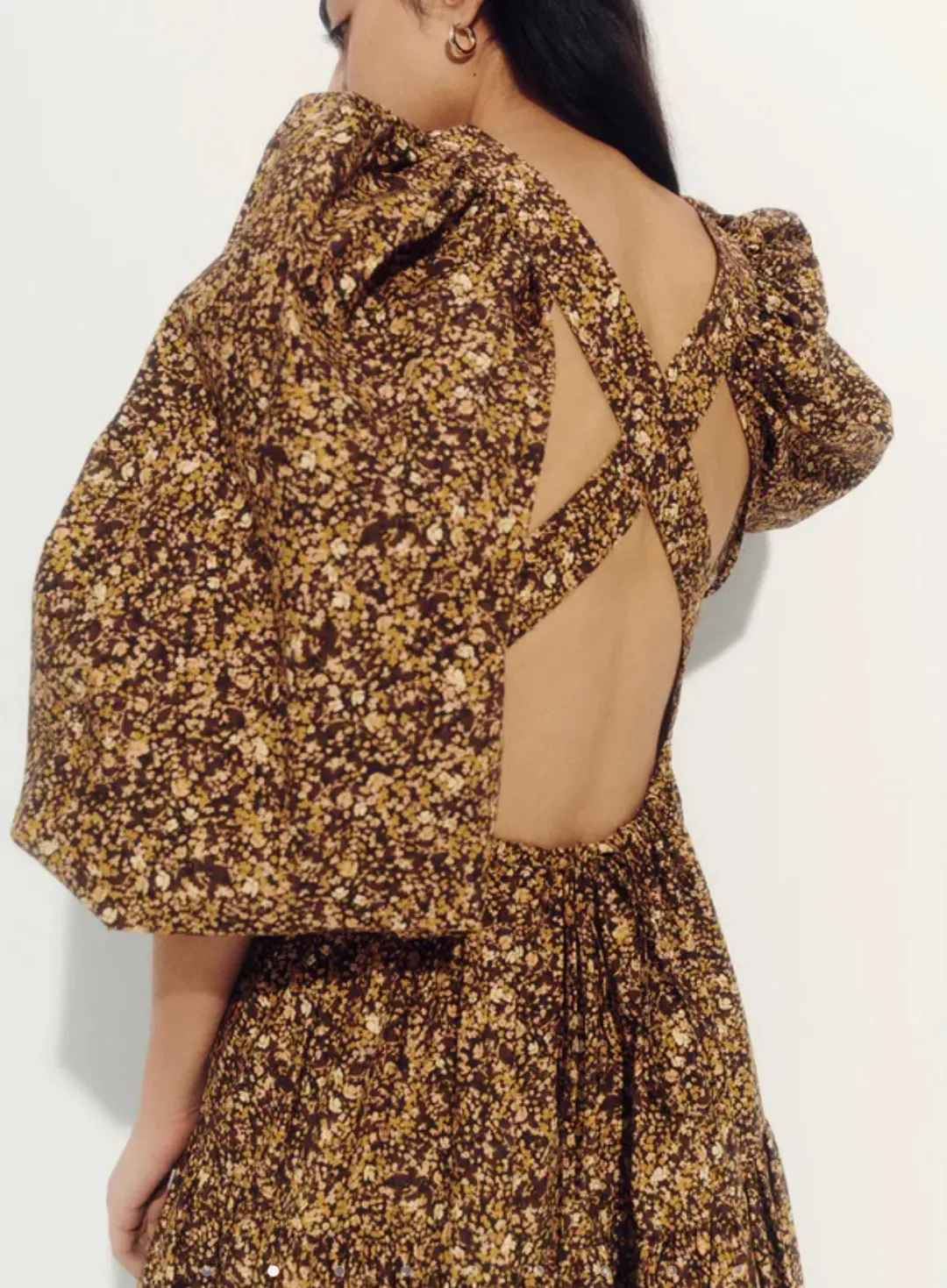 Shona Joy Lilou Pin Tuck Cross Back Midi Dress Floral Size 8 / S for rent on The Volte - main image