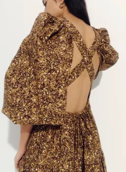 Shona Joy Lilou Pin Tuck Cross Back Midi Dress Floral Size 8 / S for rent on The Volte - image 2