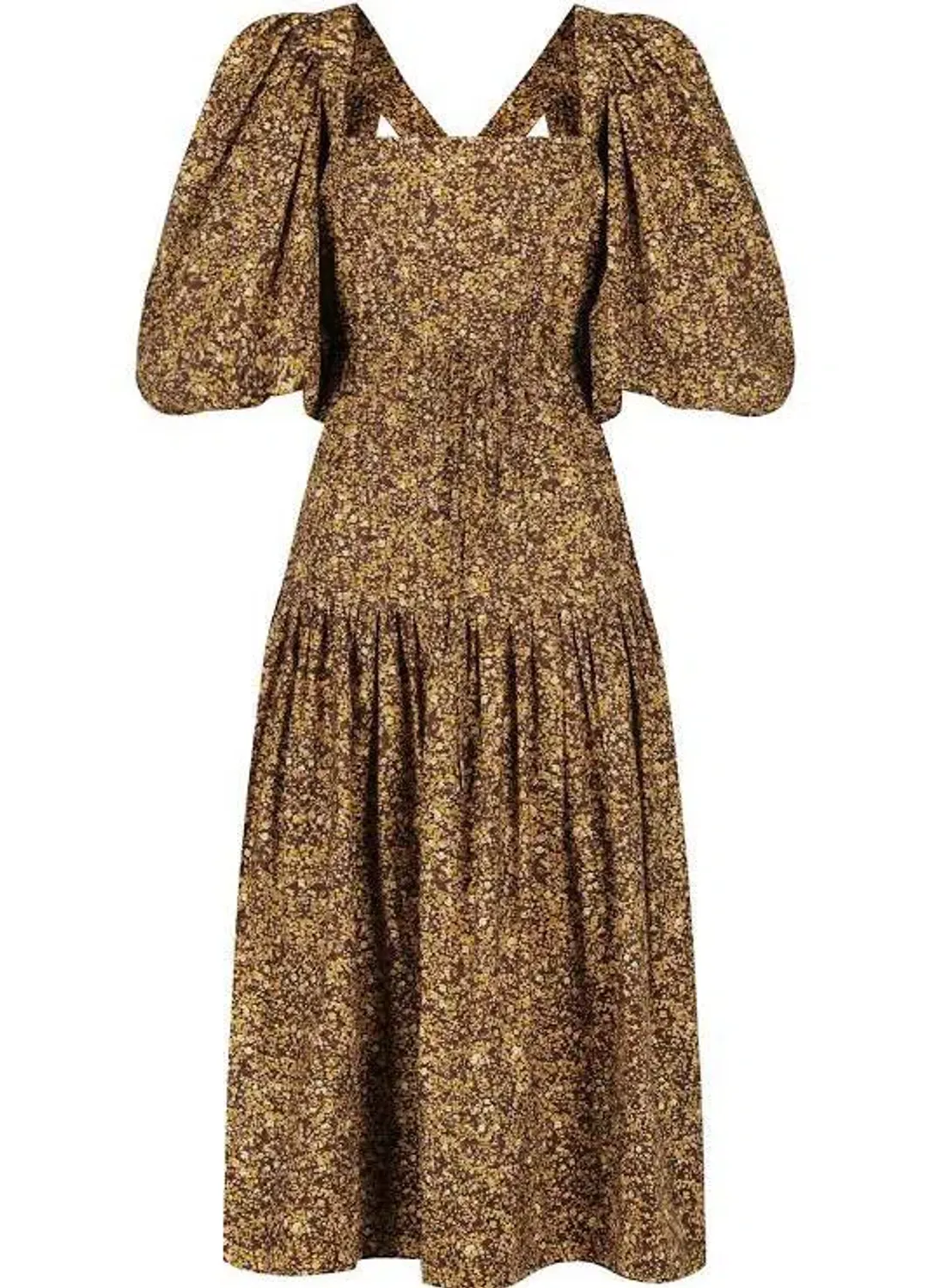 Shona Joy Lilou Pin Tuck Cross Back Midi Dress Floral Size 8 / S for rent on The Volte - main image