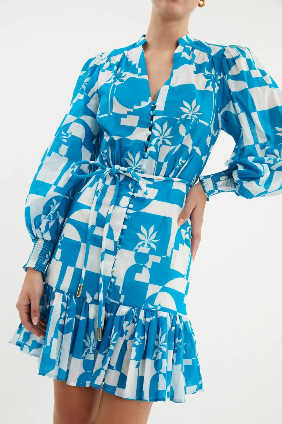 Rebecca Vallance Ibiza Mini Dress Print Size 10 for rent on The Volte - main image