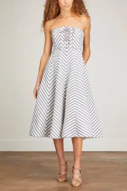 Zimmermann High Tide Laced Midi Dress Stripe Size 0 / Au 8 for rent on The Volte - image 1