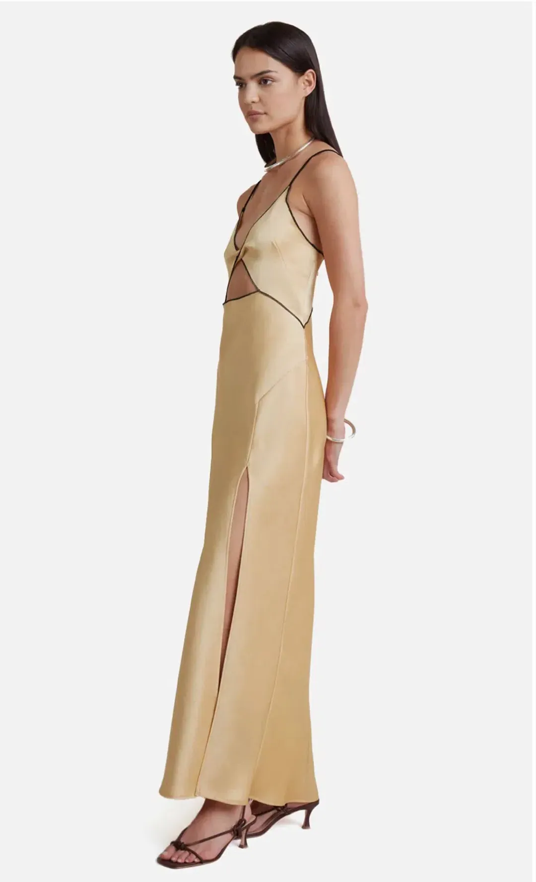 Bec & Bridge Hazel Maxi Dress Wheat Gold Size AU 12 for rent on The Volte - main image