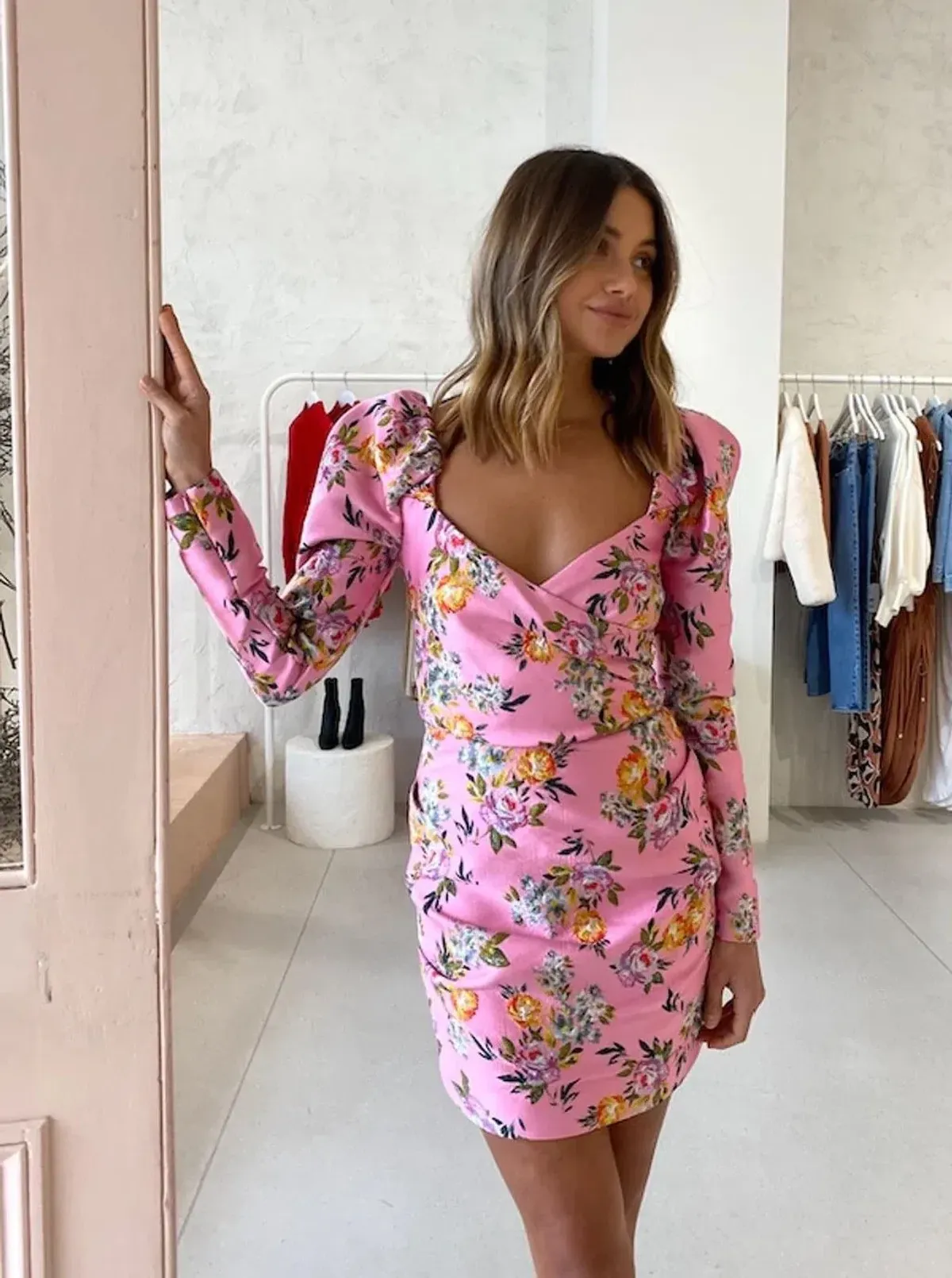 Bec & Bridge Peony Party Mini Dress Pink Size AU 8 for rent on The Volte - main image