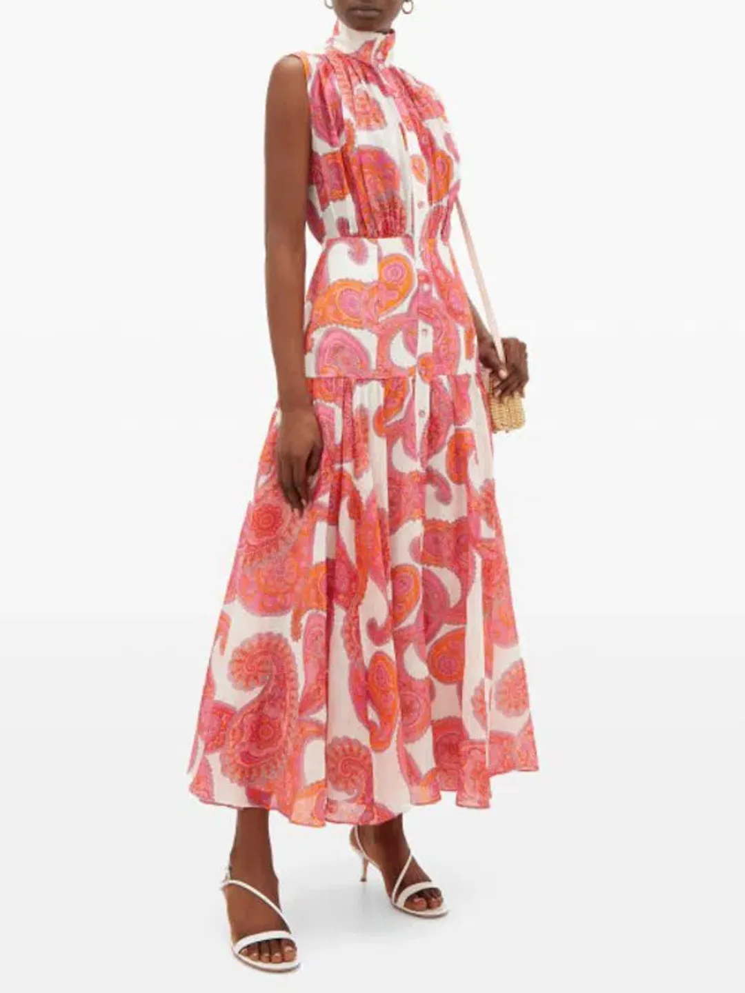 Zimmermann Peggy Paisley Sleeveless Shirt Dress in Magenta Size 2 / AU 12 for rent on The Volte - main image