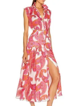 Zimmermann Peggy Paisley Sleeveless Shirt Dress in Magenta Size 2 / AU 12 for rent on The Volte - image 4