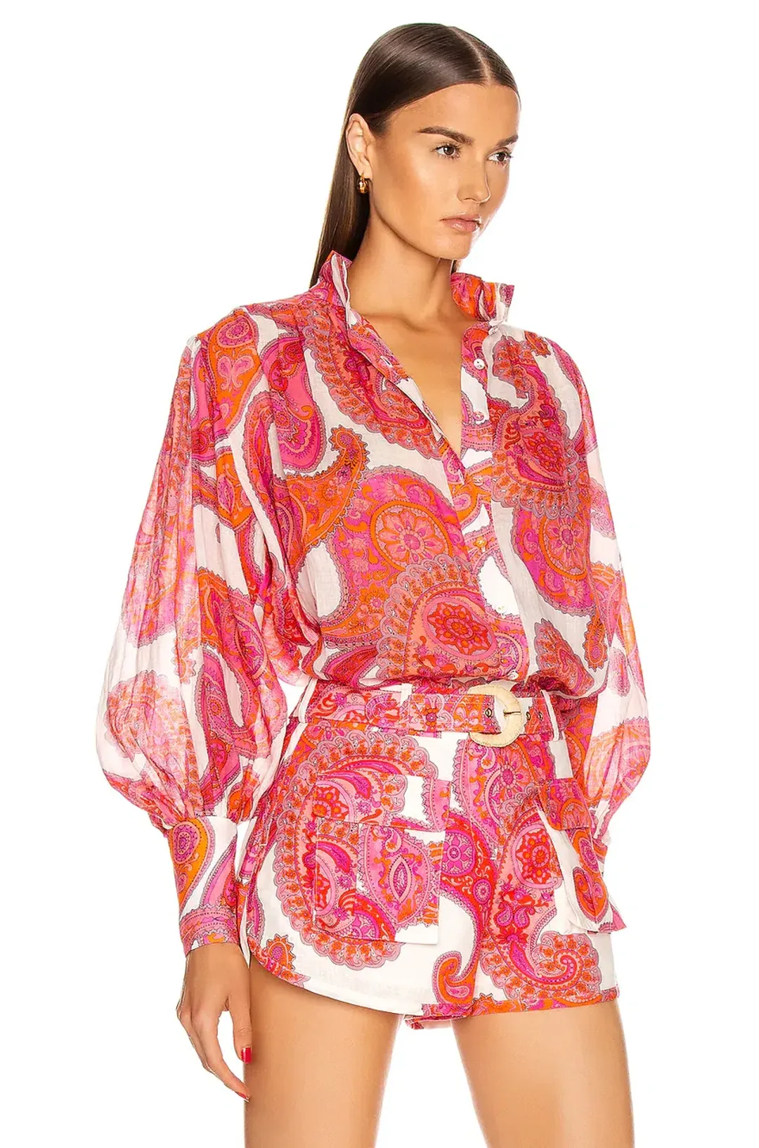 Zimmermann Safari Shorts and Top Set Peggy Paisley Magenta Size AU 12 for rent on The Volte - main image