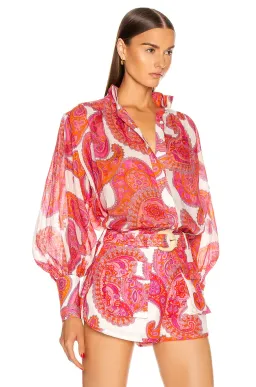 Zimmermann Safari Shorts and Top Set Peggy Paisley Magenta Size AU 12 for rent on The Volte - image 3
