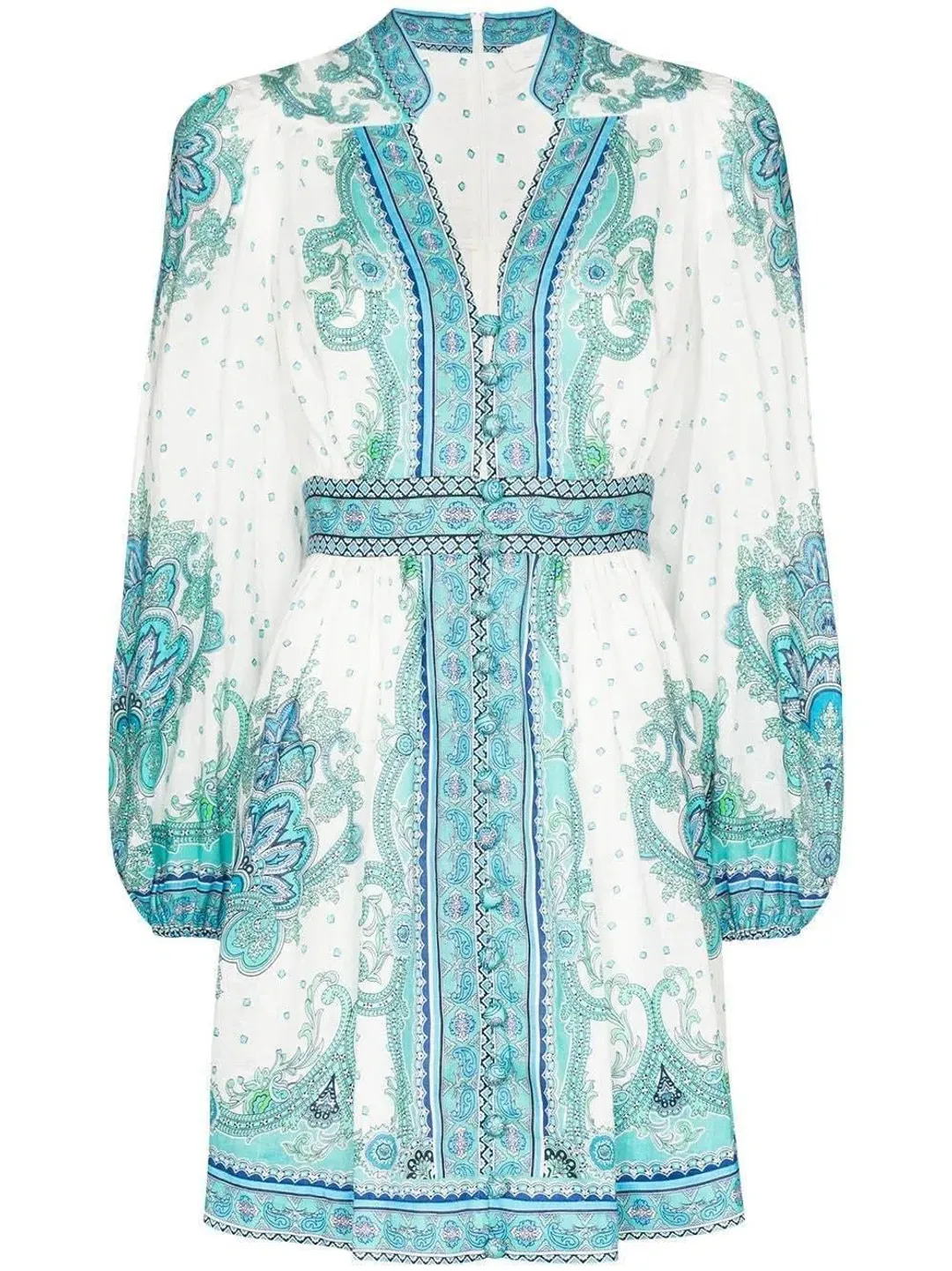Zimmermann Bells Paisley Mini Dress Blue Size 1 / AU 10 for rent on The Volte - main image