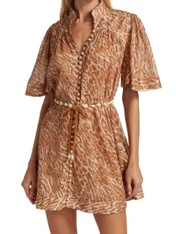 Zimmermann Tropicana Flutter Sleeve Mini Dress Brown Size 1 / AU 10 for rent on The Volte - image 2