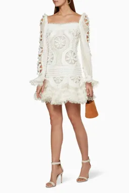 Zimmermann Whitewave Doily Dress White Size 1 / AU 10 for rent on The Volte - image 1