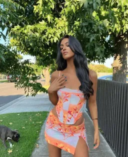 Miaou Venus Corset and Micro Mini Skirt Sunrise Set Orange Size L for rent on The Volte - image 2