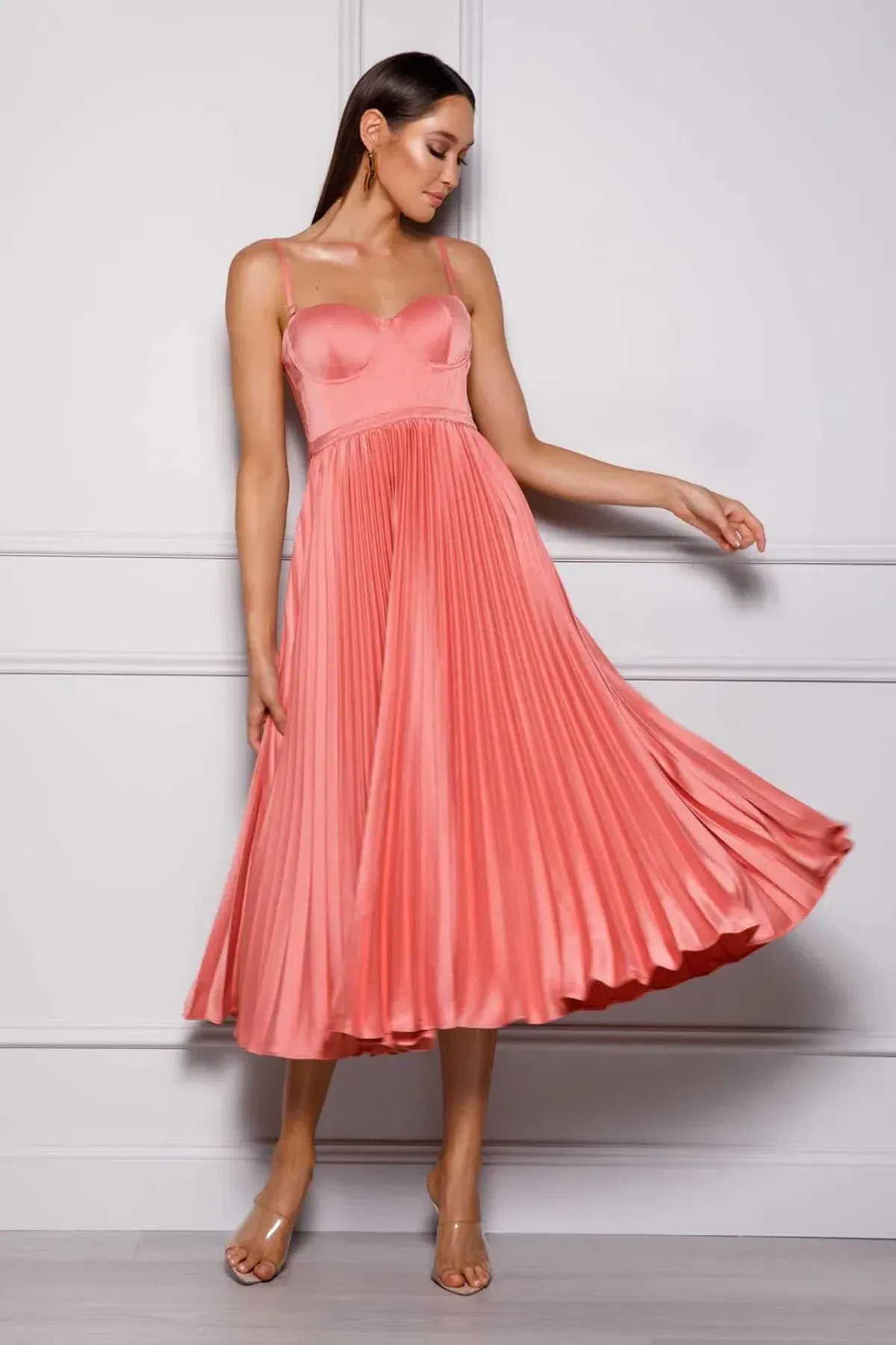 Elle Zeitoune Milan dress in watermelon Pink AU Size 16 for rent on The Volte - main image