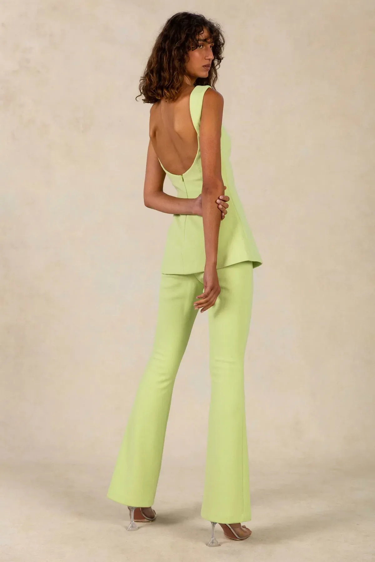 MISHA Costanza Bonded Crepe Jumpsuit Lime Green Size 8/S - Image 2