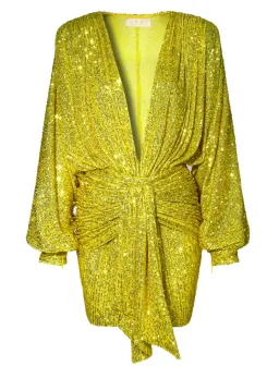 Aggi Sequin Mini Dress Bright Lime Size L / Au 10 for rent on The Volte - image 3