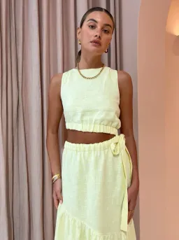 Sir the Label Francesca Asymmetrical Cut Out Dress in Butter Yellow Size 2/AU 10 for rent on The Volte - image 3