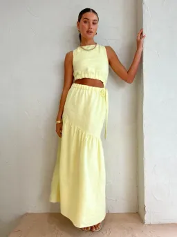 Sir the Label Francesca Asymmetrical Cut Out Dress in Butter Yellow Size 2/AU 10 for rent on The Volte - image 5