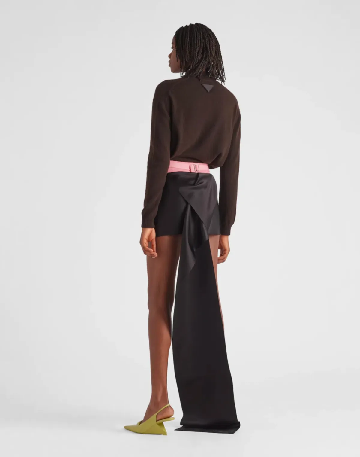 Prada Double Satin Mini Skirt Black Size 36/AU 8 - Image 2