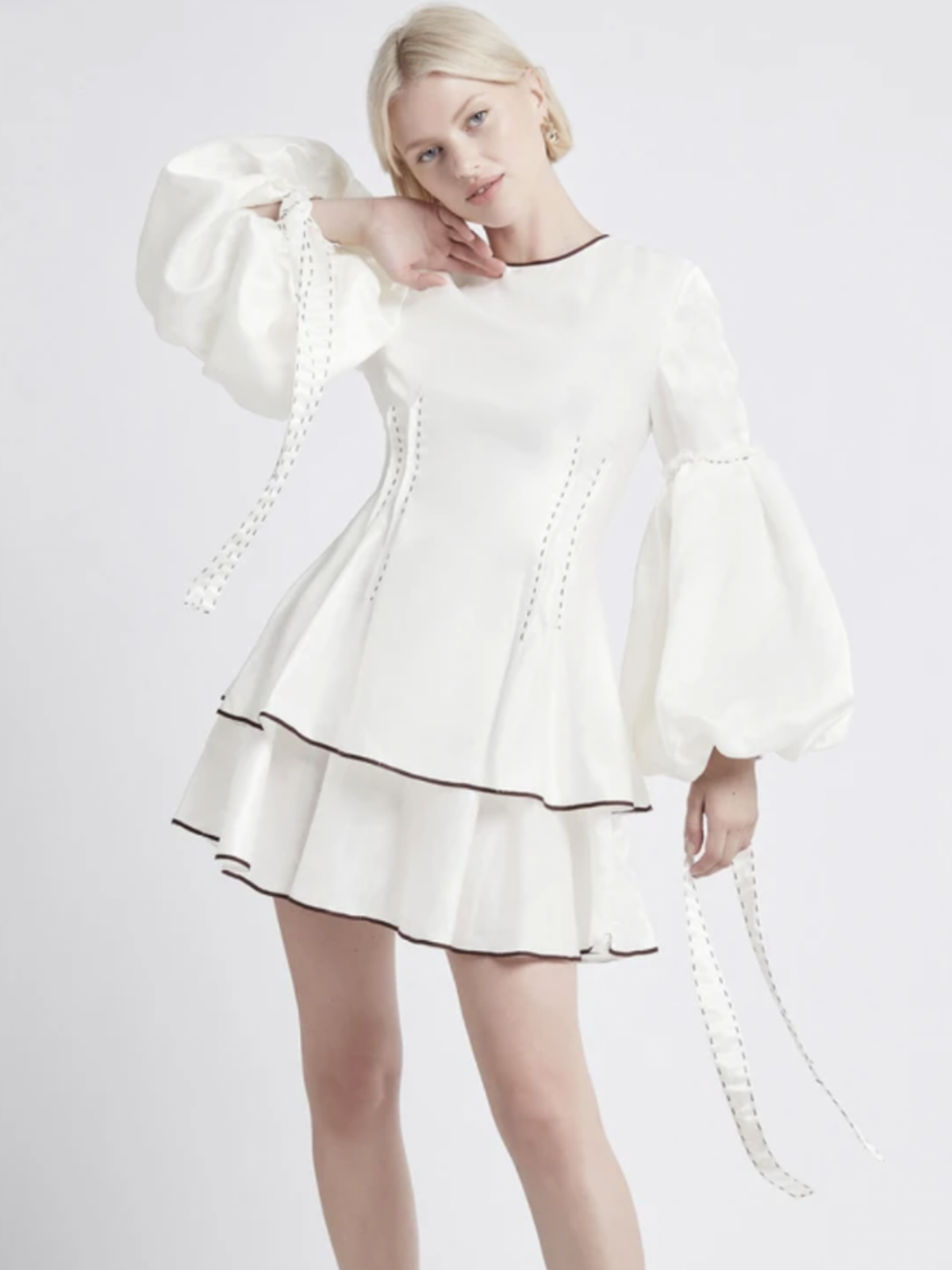 Aje Gracious Tiered Mini Dress White Size 10 - Image 1