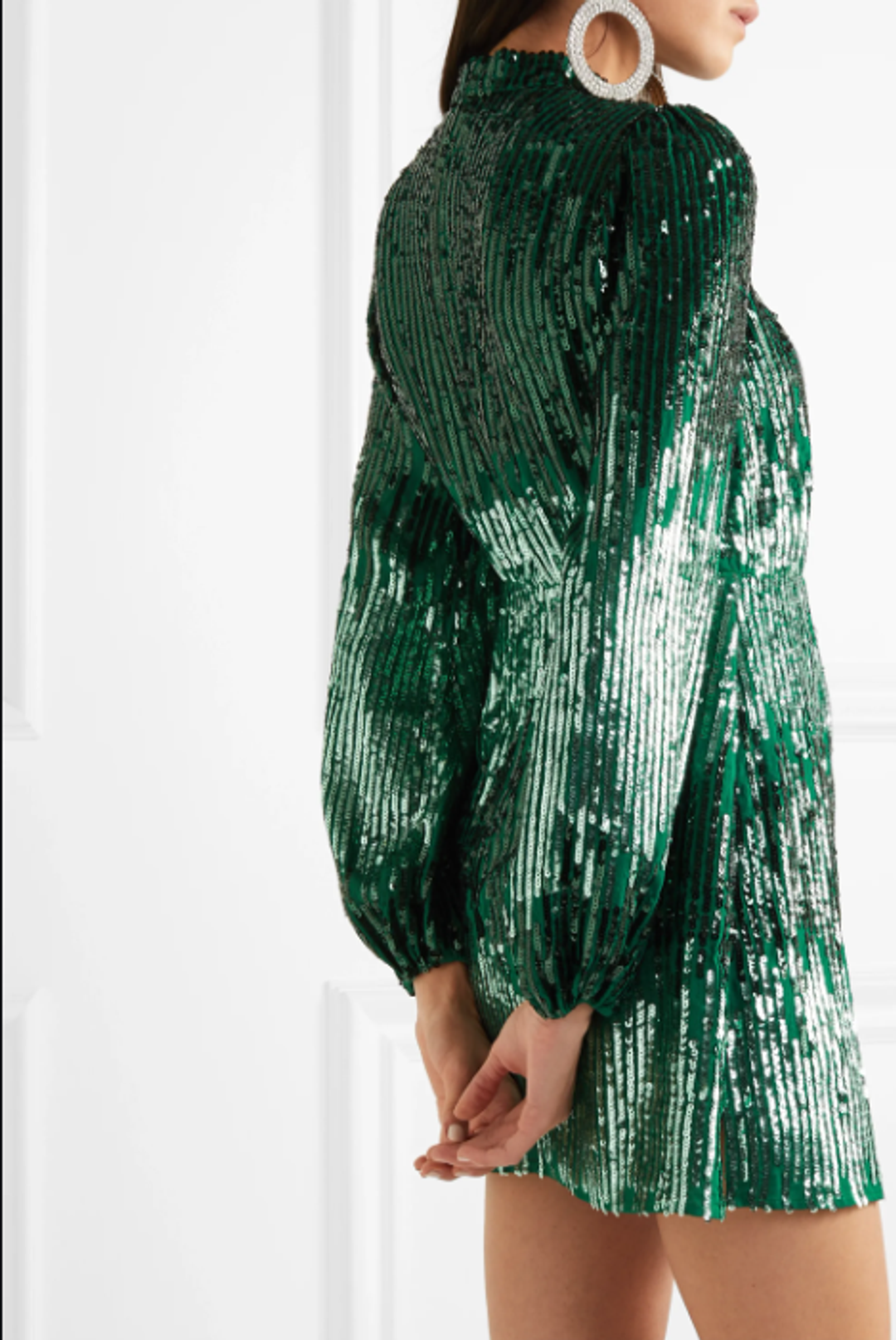 Rixo Samantha sequined crepe mini dress green Size 10 for rent on The Volte - main image