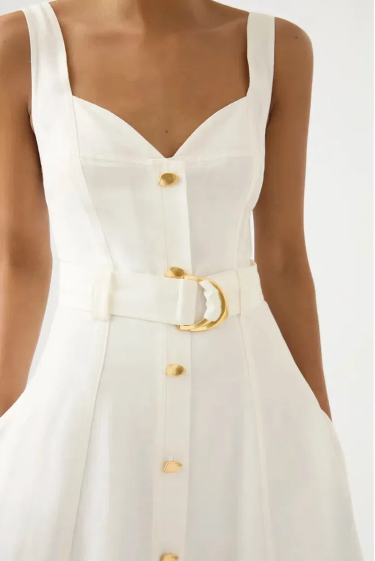 Aje Clay Belted Midi Dress Ivory Size 6 / XS - Image 2