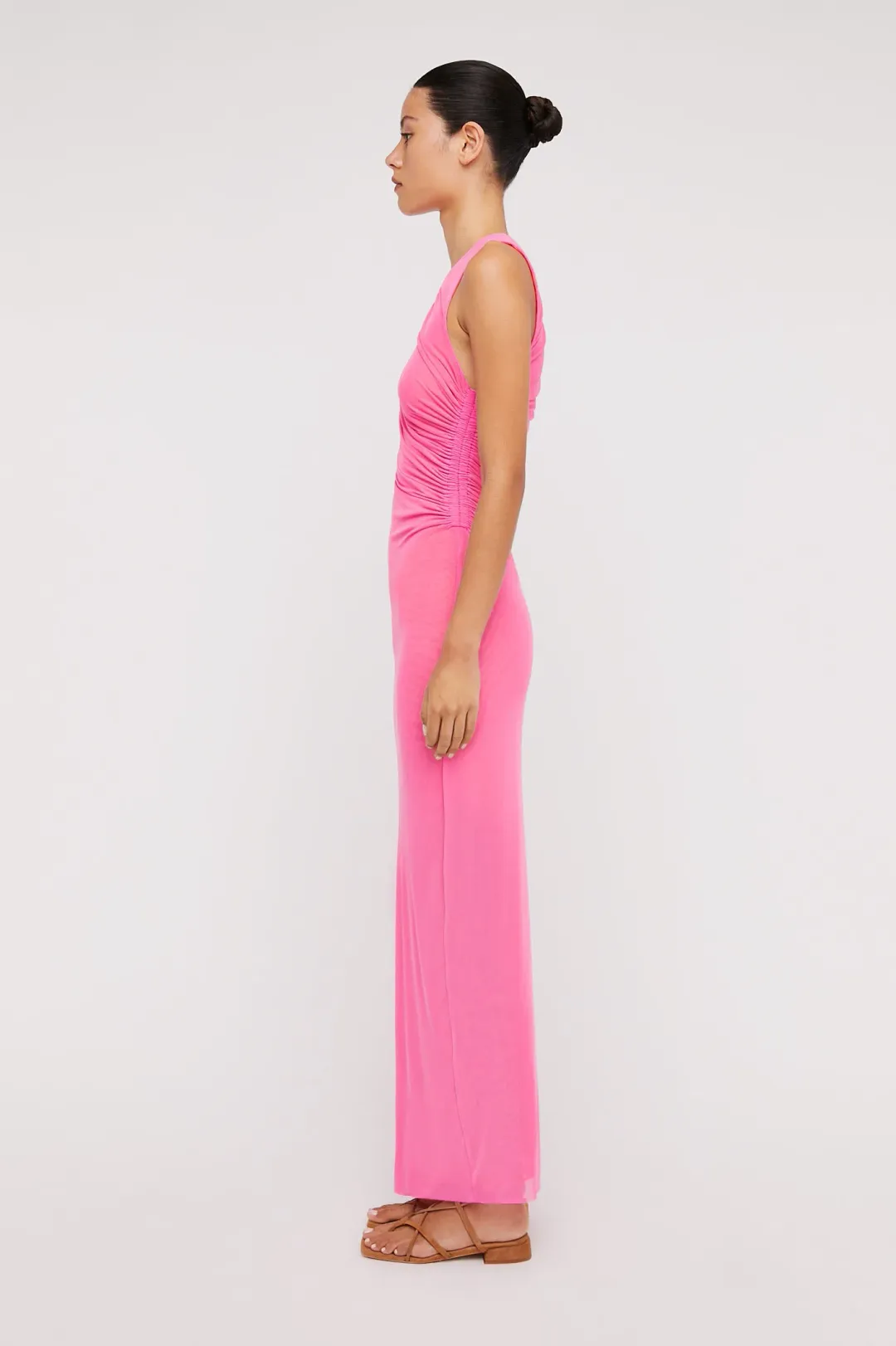 Scanlan Theodore Italian Mesh Gathered Dress Pink Size 4 / XXS for rent on The Volte - main image