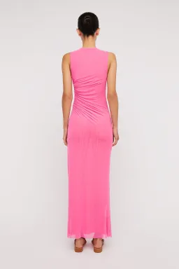 Scanlan Theodore Italian Mesh Gathered Dress Pink Size 4 / XXS for rent on The Volte - image 3