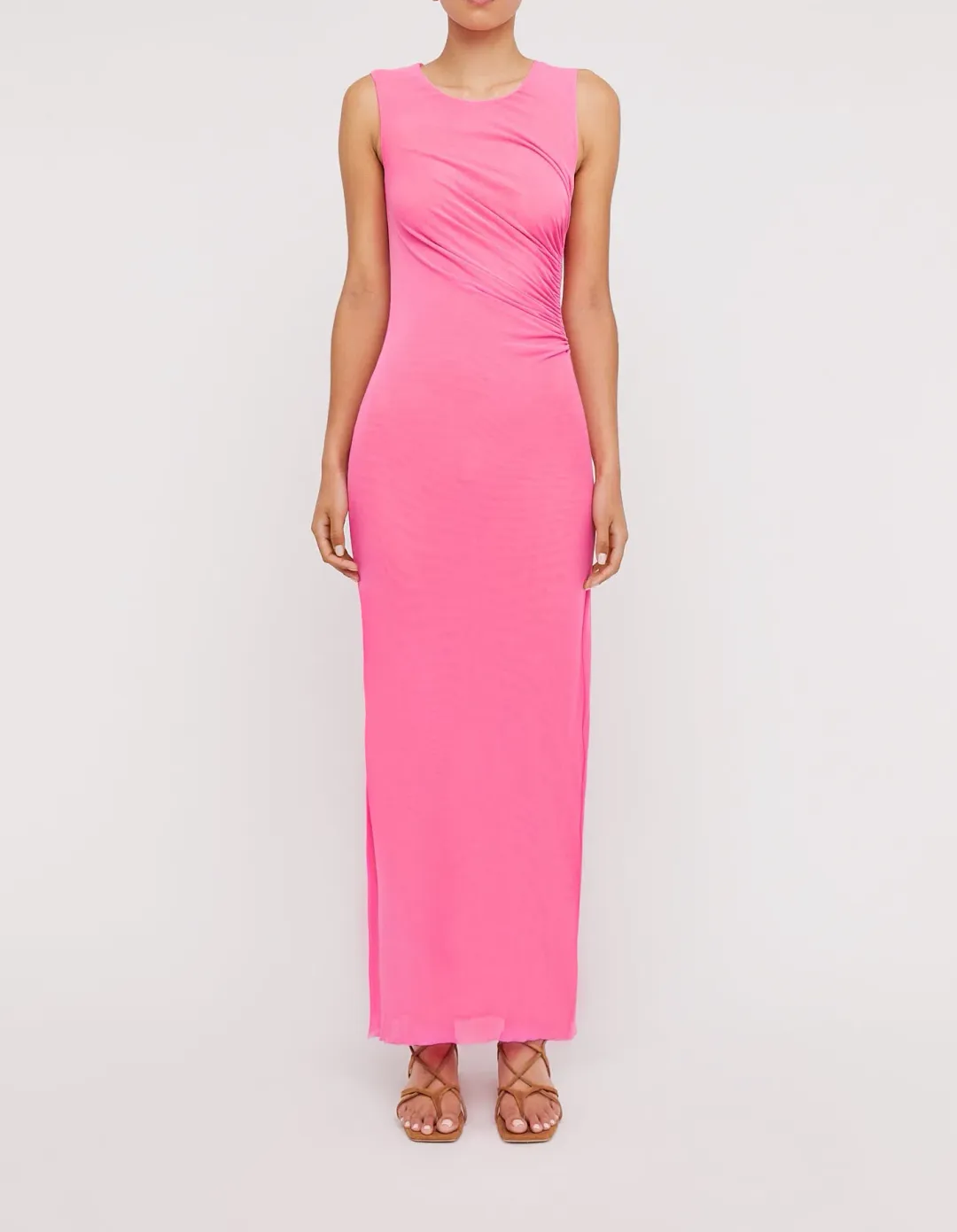 Scanlan Theodore Italian Mesh Gathered Dress Pink Size 4 / XXS for rent on The Volte - main image