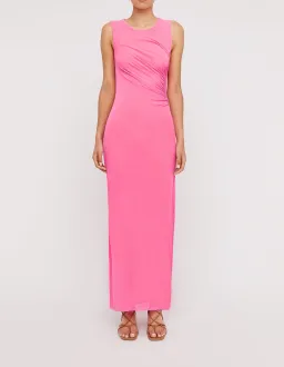 Scanlan Theodore Italian Mesh Gathered Dress Pink Size 4 / XXS for rent on The Volte - image 1