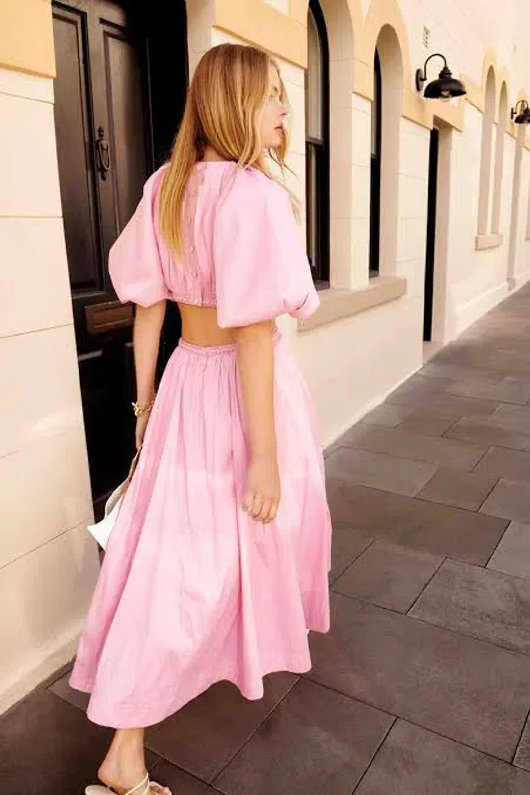 Aje Capucine Puff Sleeve Midi Dress Pink Size L / AU 12 for rent on The Volte - main image