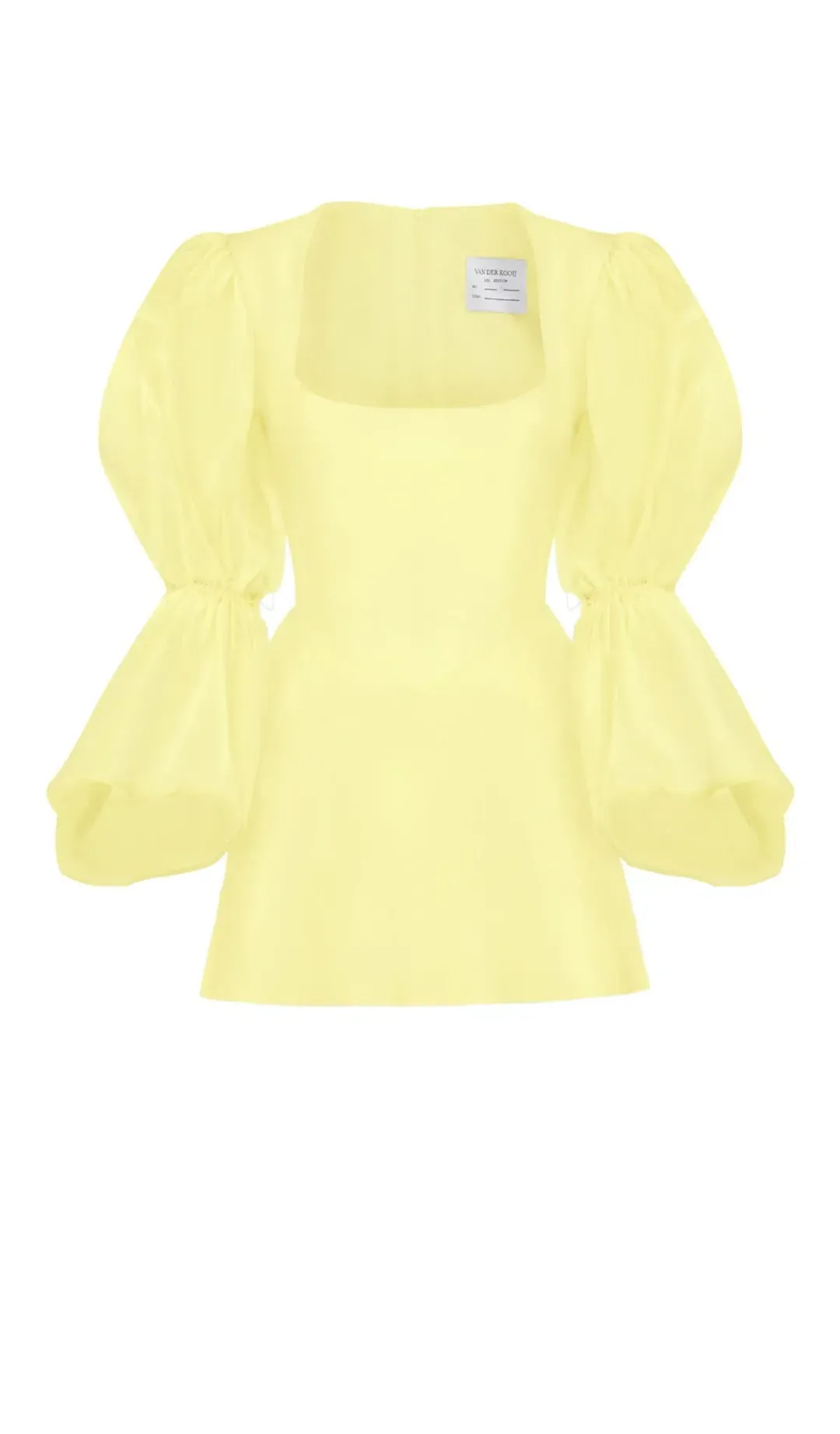 Van Der Kooij Neve Volume Sleeve Micro Mini Dress Yellow Size 1 / Au 8 for rent on The Volte - main image