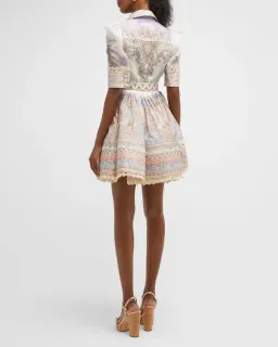 Zimmermann High Tide Mini Shirt Dress Odyssey Print Size 1 / Au 10 for rent on The Volte - image 3
