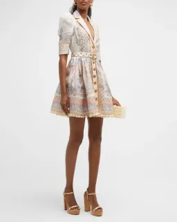 Zimmermann High Tide Mini Shirt Dress Odyssey Print Size 1 / Au 10 for rent on The Volte - image 1