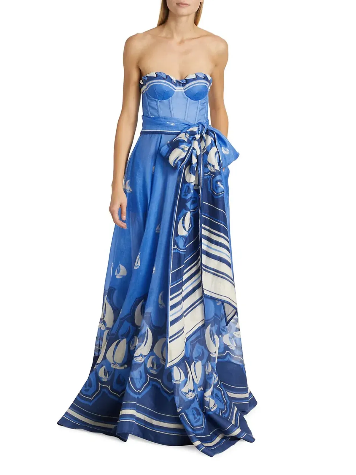 Zimmermann High Tide Eyelet Maxi Dress Blue Sailboats Size 1 / Au 10 - Image 1