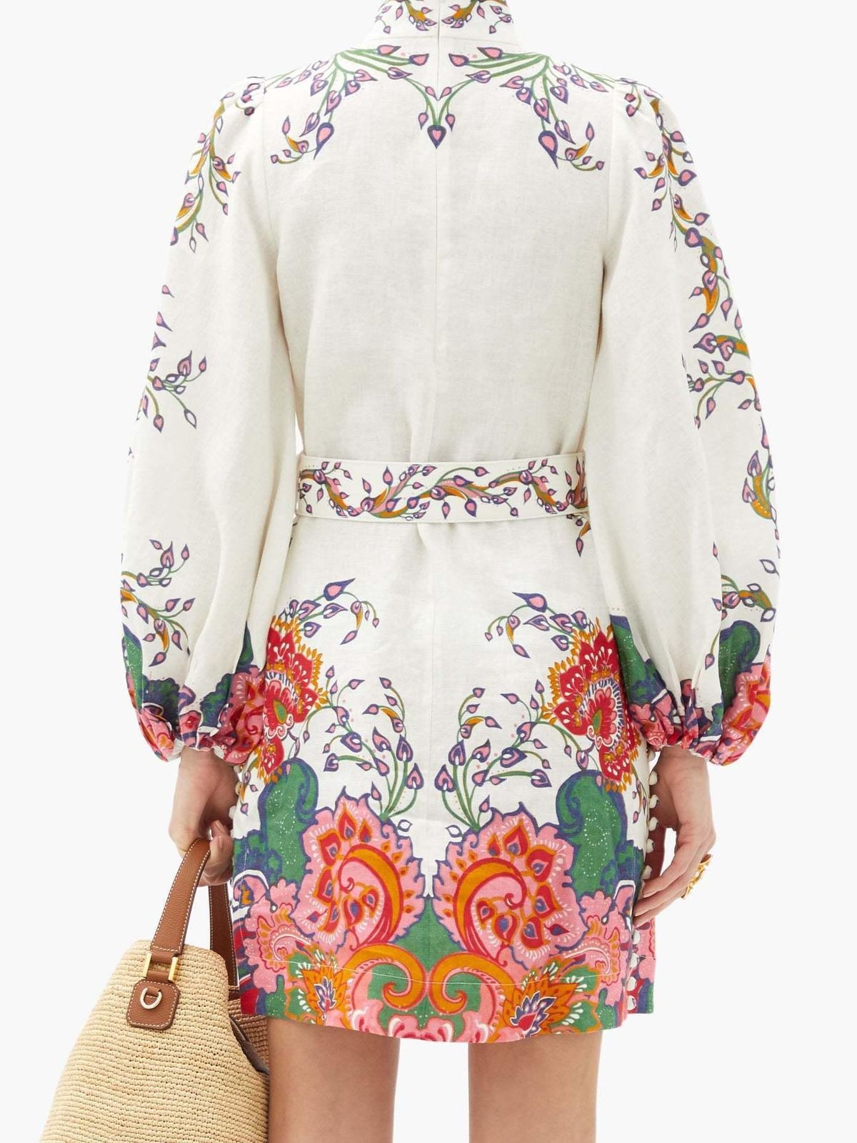 Zimmermann Lovestruck Buttoned Tunic Mini Dress Natural Paisley Floral Size 0 / AU 8 - Image 3