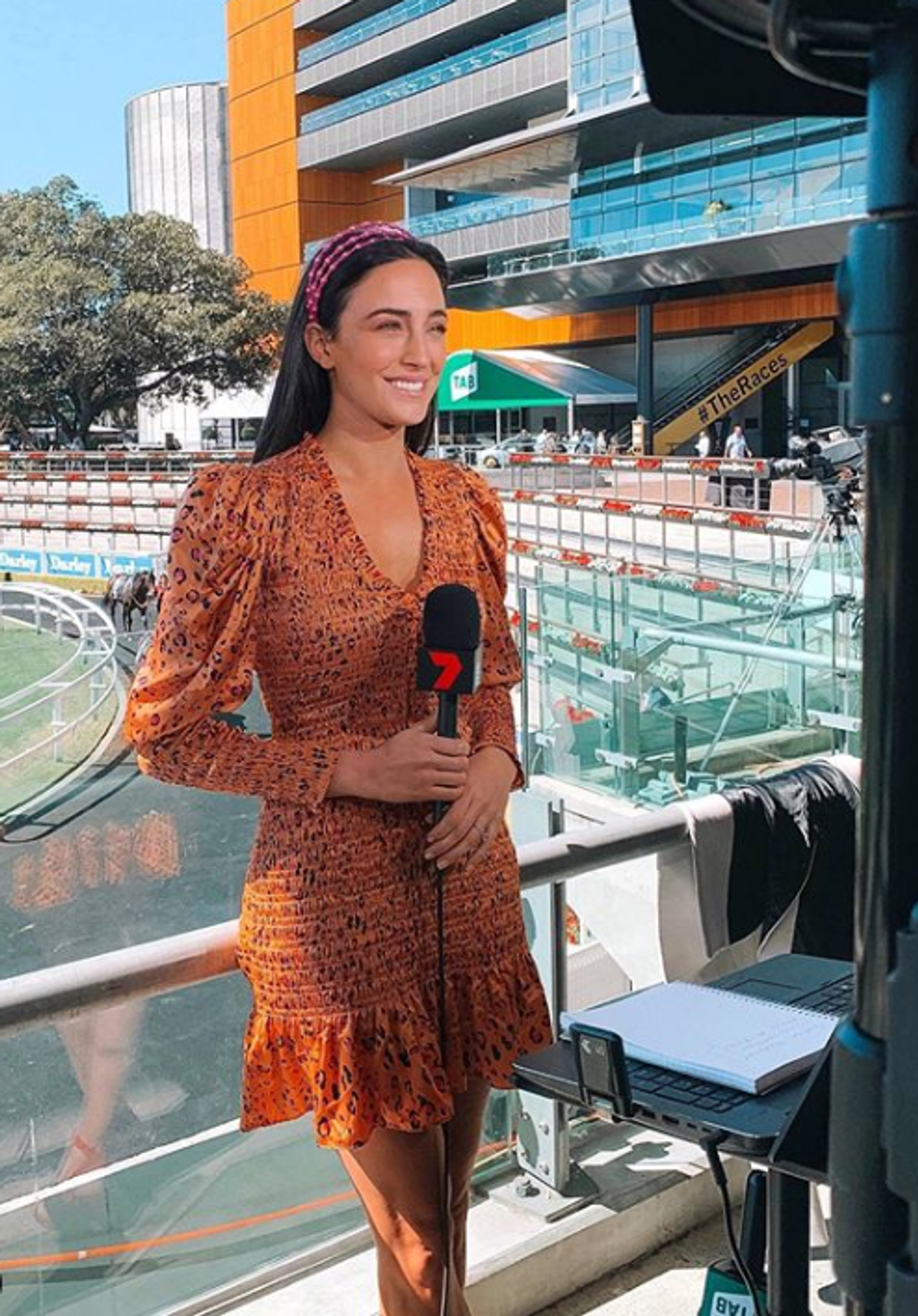 Scanlan Theodore Silk Leopard Shirred Mini Dress Orange Size 10 - Image 3
