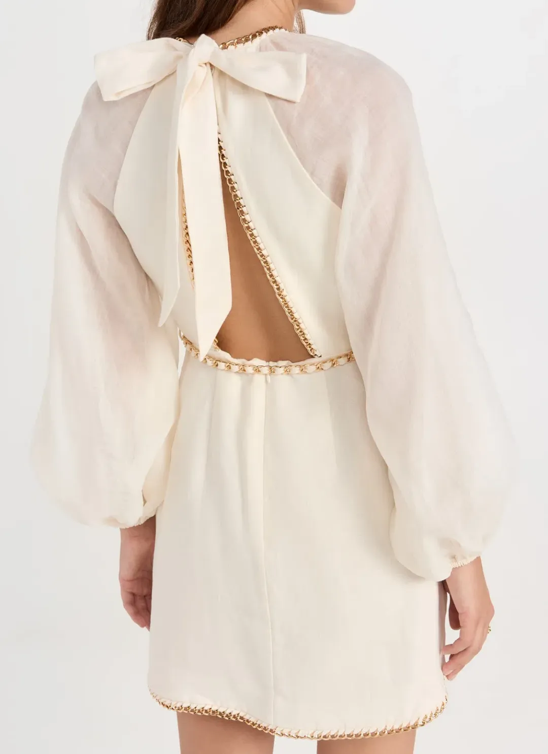 Zimmermann Rouleau Chain Mini Dress Pearl Size 0 / Au 8 for rent on The Volte - main image