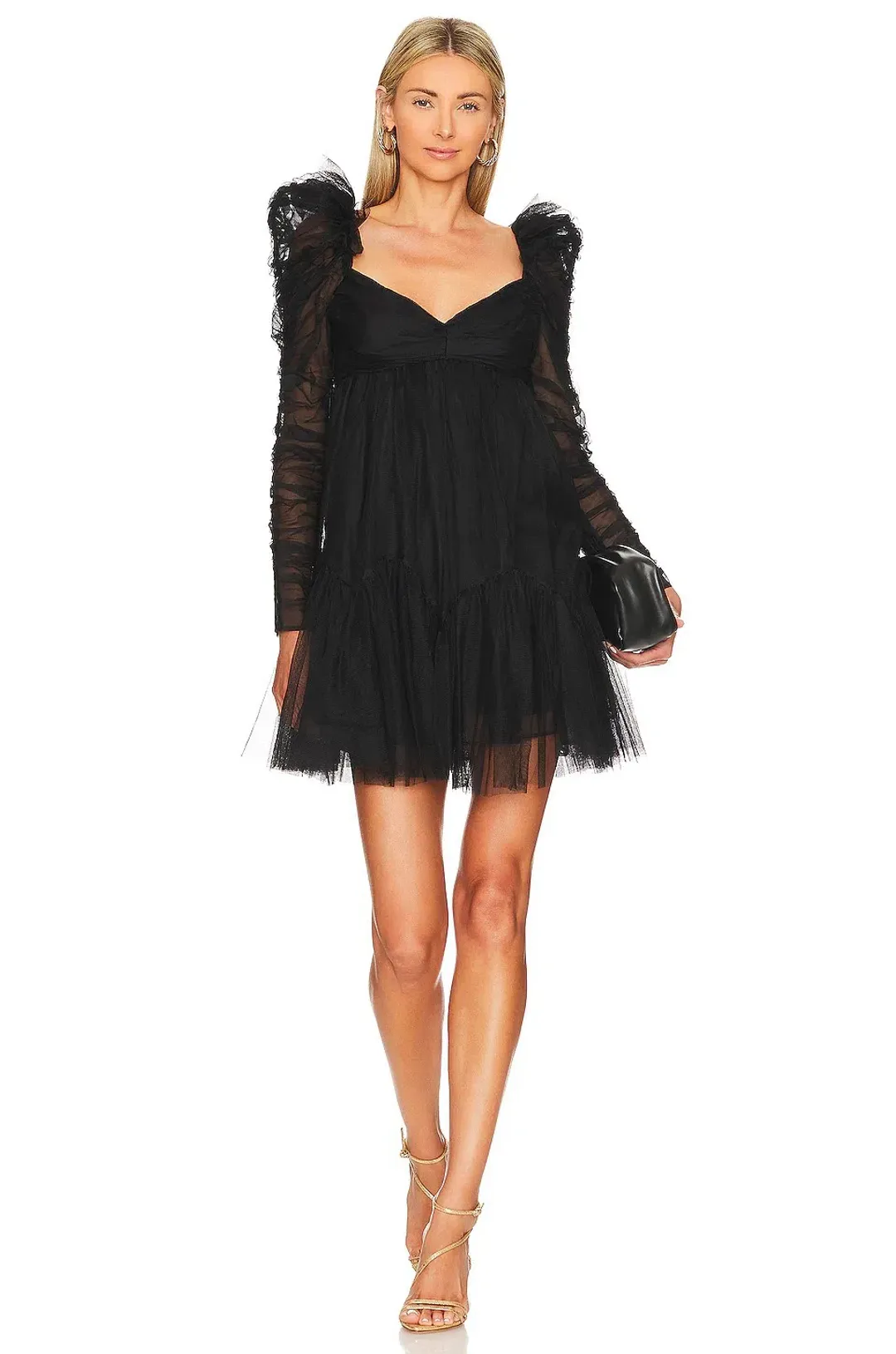 Zimmermann Tulle Ruched Mini Dress Black Size 3 / AU 14 for rent on The Volte - main image