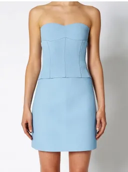 Scanlan Theodore Crepe Knit Bustier and Skirt Set Pale Blue Size 8 for rent on The Volte - image 2