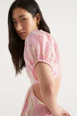 Seed Heritage Voile Floral Off Shoulder Maxi Dress in Soft Orchid Floral Size 12 for rent on The Volte - image 4