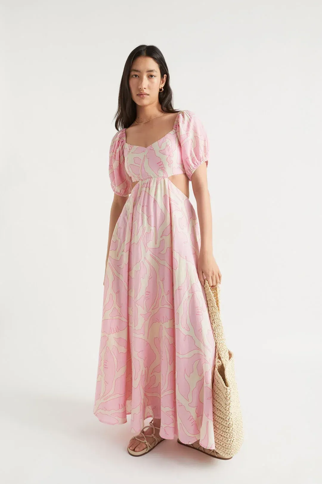 Seed Heritage Voile Floral Off Shoulder Maxi Dress in Soft Orchid Floral Size 12 for rent on The Volte - main image