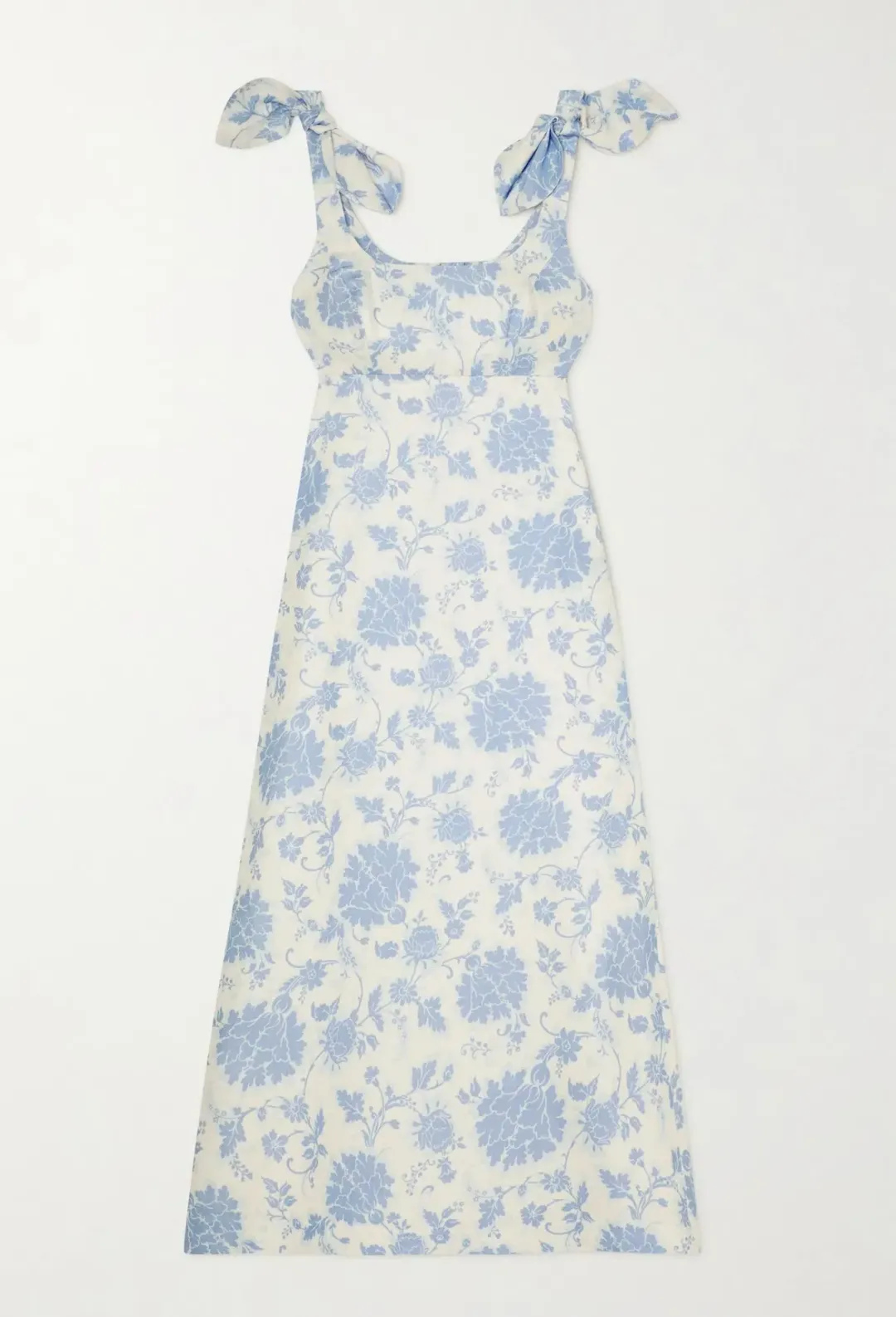 Zimmermann Postcard Tie Shoulder Midi Dress Blue Tonal Floral Size 1 / Au 10 for rent on The Volte - main image