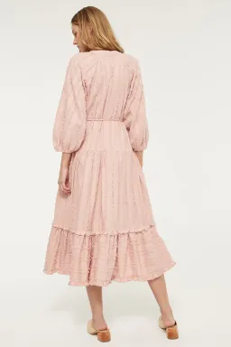 Tigerlily Okimi Charley Midi Boho Dress Whisper Pink Size 10 for rent on The Volte - image 3