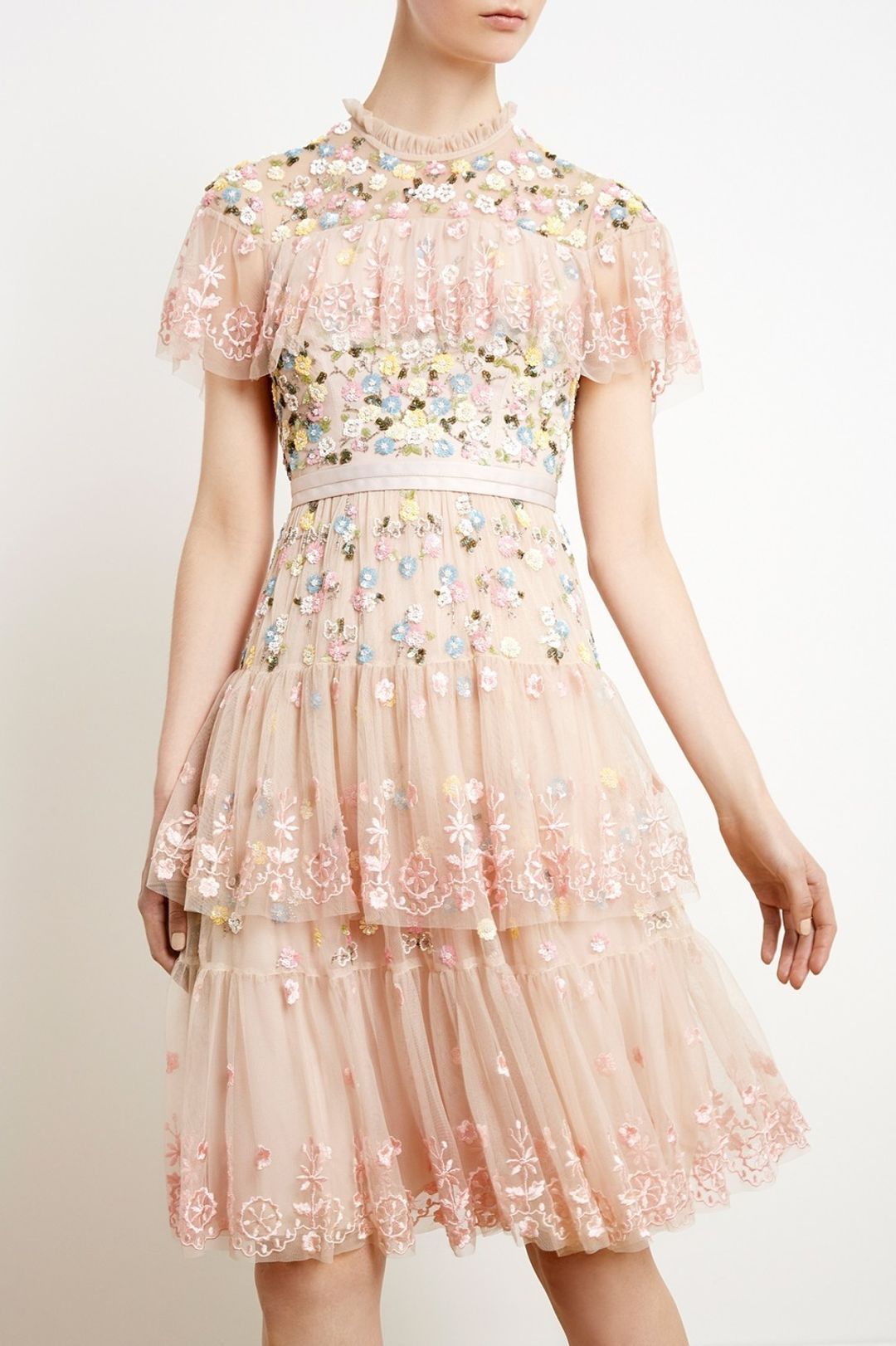 Needle and Thread Pink Tiered Anglais Dress size 8 for rent on The Volte - main image