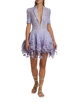 Zimmermann High Tide Lace Shirt & Lace Flip Mini Skirt Set in Periwinkle Size 1 / Au 10 for rent on The Volte - image 1